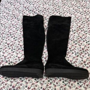 Barneys New York Heather Suede Tall Platform Boots